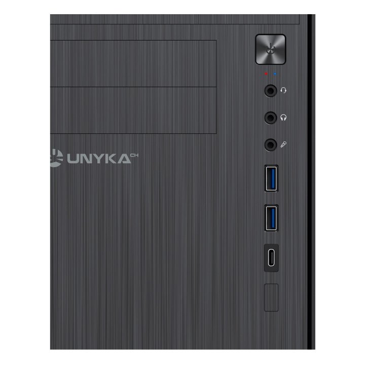 Caja Micro Atx Unyka Aero C12 Frontal Aluminio Cepillado Usb3,0 Usb-c Color Negro Sin F.a