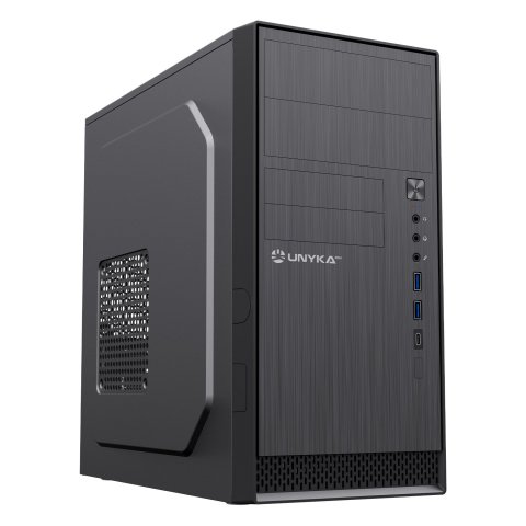Caja Micro Atx Unyka Aero C12 Frontal Aluminio Cepillado Usb3,0 Usb-c Color Negro Sin F.a