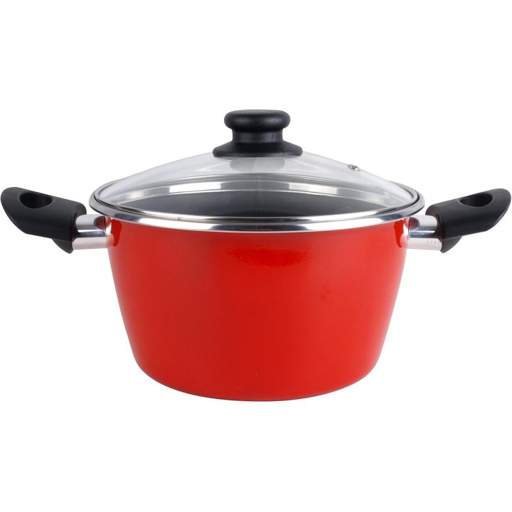 Olla Con Tapa Cristal Magefesa K2 Rojo 16 Acero Antiadherente Acero Inoxidable Todo Tipo Cocinas Lavavajillas