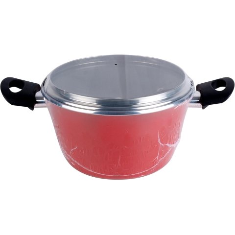 Olla Con Tapa Cristal Magefesa K2 Rojo 16 Acero...