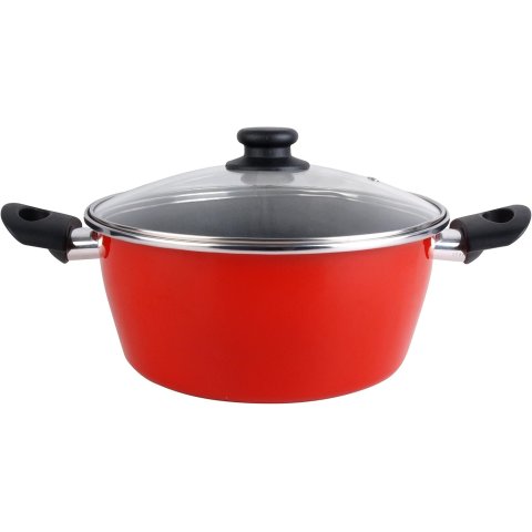 Cacerola Con Tapa Cristal Magefesa K2 Rojo 20 Acero Antiadherente Acero Inoxidable Todo Tipo Cocinas Lavavajillas