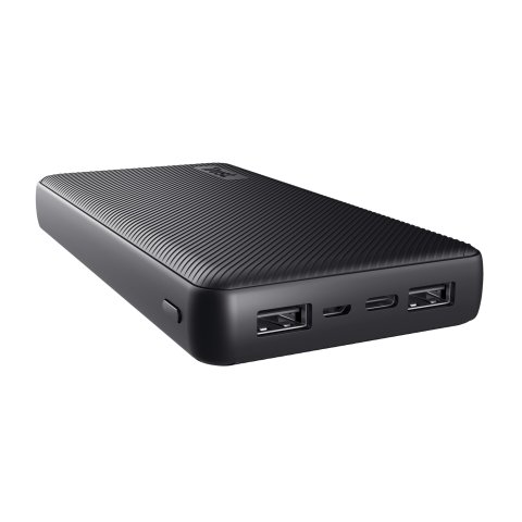 Powerbank Universal Trust 24676 Primo 20000mah Color Negro Input Micro Usb Y Usb-c Out 2 Usb-a 1 Usb