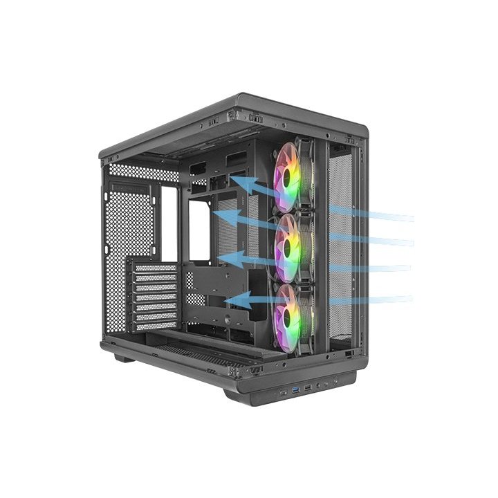 Caja Atx Semitorre Gaming Mars Gaming Mcrev Cristal Templado Gpu 420mm 1x3.5 2x2.5 Negro