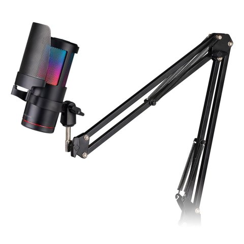 Micrófono De Estudio Profesional Mars Gaming Mmicsc Adc 192khz 24bit Brazo Mecanico Filtro Pop Argb Negro