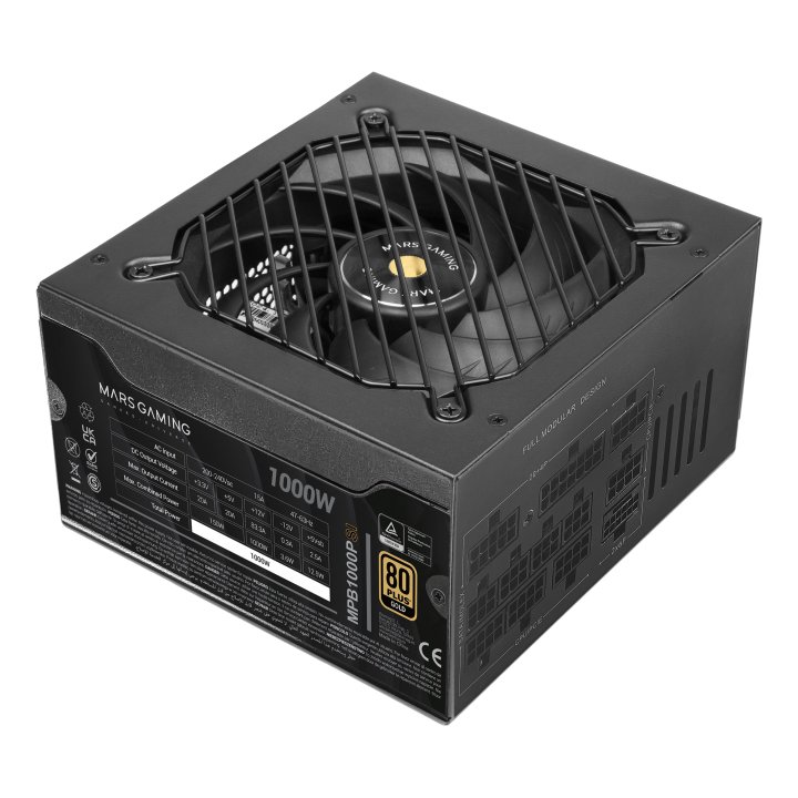 Fuente De Alimentacion Mars Gaming 1000w Modular Atx 3.1 80+ Gold 140mm Silent Negro