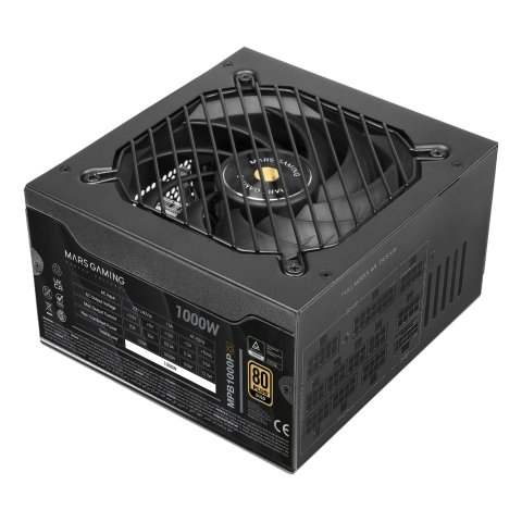 Fuente De Alimentacion Mars Gaming 1000w Modular Atx 3.1 80+ Gold 140mm Silent Negro