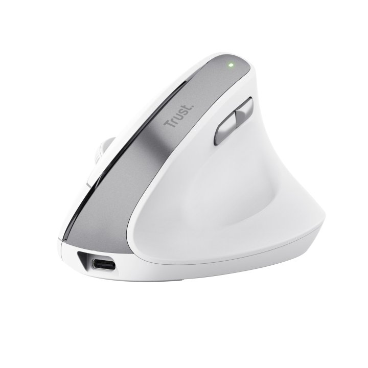 Mouse Trust Wireless Ergo Bayo Ii Rf 2.4 Ghz Dpi Ajustable 800-2400ppp 6 Botones Carga Usb-c Blanco
