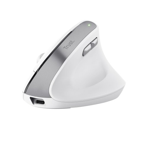 Mouse Trust Wireless Ergo Bayo Ii Rf 2.4 Ghz Dpi Ajustable 800-2400ppp 6 Botones Carga Usb-c Blanco
