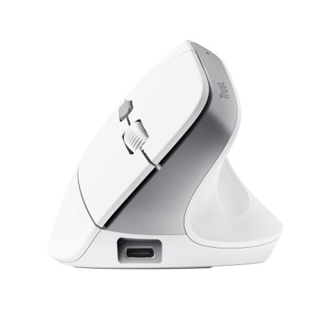 Mouse Trust Wireless Ergo Bayo Ii Rf 2.4 Ghz Dpi Ajustable 800-2400ppp 6 Botones Carga Usb-c Blanco
