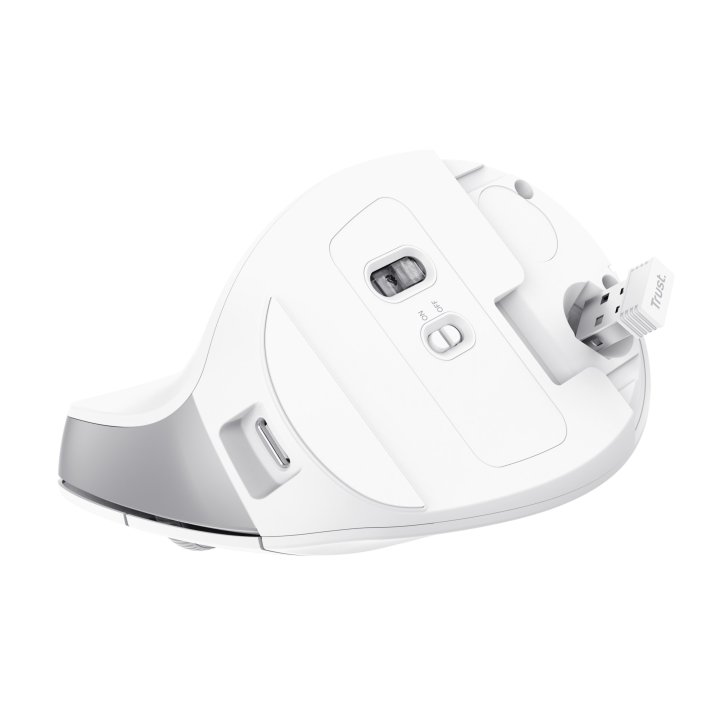 Mouse Trust Wireless Ergo Bayo Ii Rf 2.4 Ghz Dpi Ajustable 800-2400ppp 6 Botones Carga Usb-c Blanco
