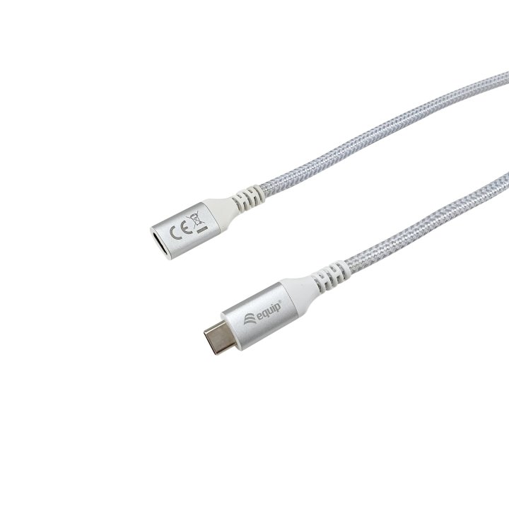 Cable Alargo Usb-c Macho Usb-c Hembra Usb 3.2 Gen 2 1m Transferencia 10g 4k  Carcasa Aluminio  Algodon Trenzado Blanco