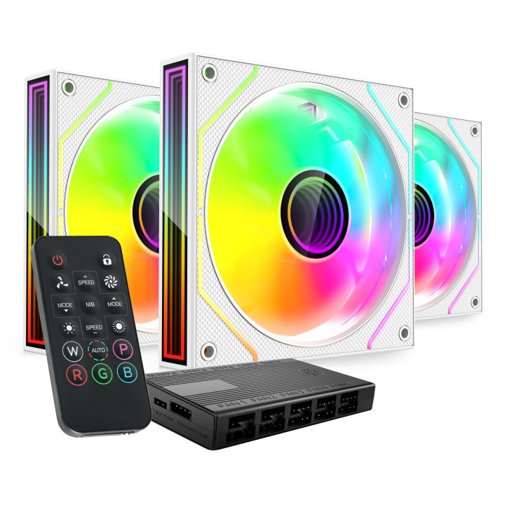 Kit 3xventilador Interno Argb Mars Gaming Mf3dprokit Blanco 120mm Argb Argb Hub Rf Remote