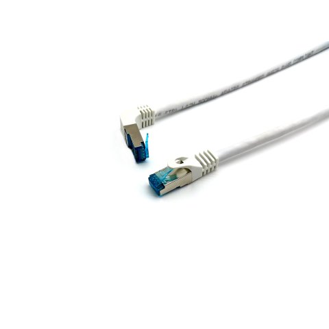 Latiguillo Apantallado S ftp Categoria 6a  Conector Angulo Recto Libre Halogenos 0.5m Color Blanco