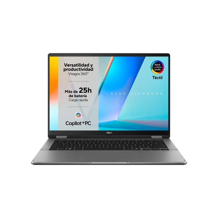 Portátil Asus Vivobook 14 Flip Oled Tp3402sa-ql064w Intel Core Ultra 7 258v 32gb 1tb Ssd W11 Gris Mate