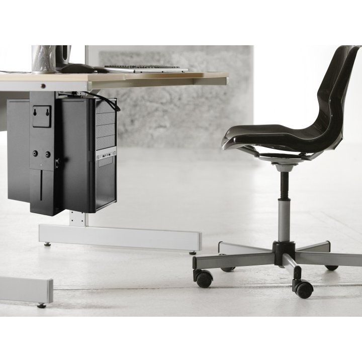(km0) Soporte Cpu Equip 650892 Para Instalacion Bajo Mesa Giratorio 360§ Acero Color Negro Max. 10kgcash30