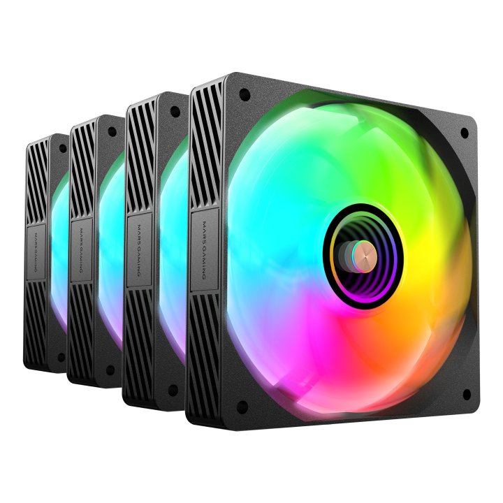 Kit 4xventilador Interno Argb Mars Gaming Mf3dprokit Negro 120mm Argb Hub Rf Remote