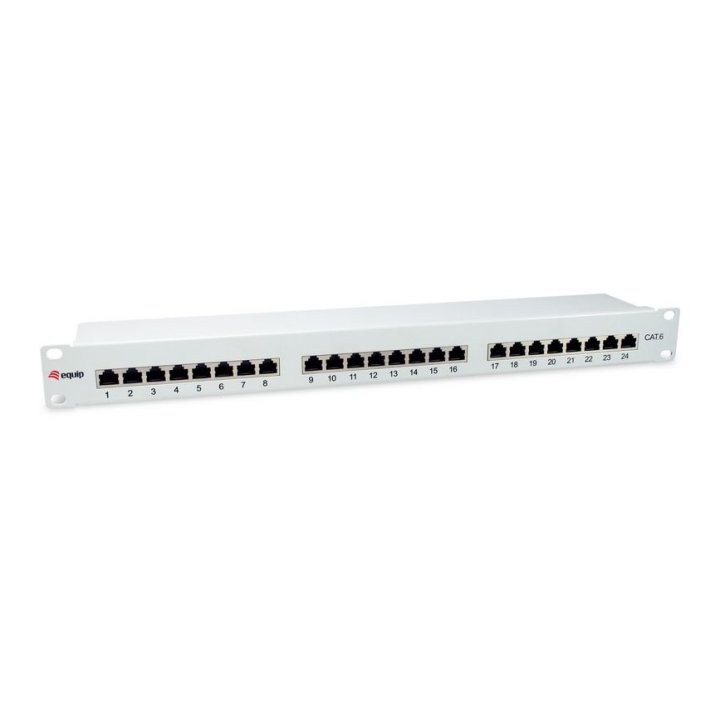Patch Panel 24 Puertos Categoria 6 Apantallado Color Gris Claro