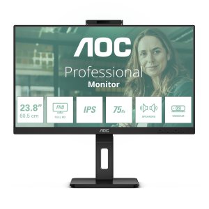 Monitor 24" Dp Hdmi Aoc 24p3qw Ips Fhd 1ms 75hz 2x5w Webcam Hub Usb Vesa 100x100 Negro