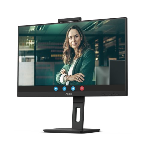 Monitor 24" Dp Hdmi Aoc 24p3qw Ips Fhd 1ms 75hz 2x5w Webcam Hub Usb Vesa 100x100 Negro