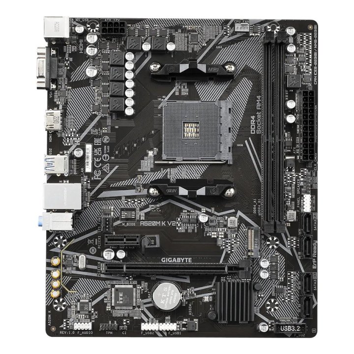 Pb Gigabyte A520m K V2 M-atx Skt Am5 2xddr4 3200mhz Hdmi Vga Lan M.2