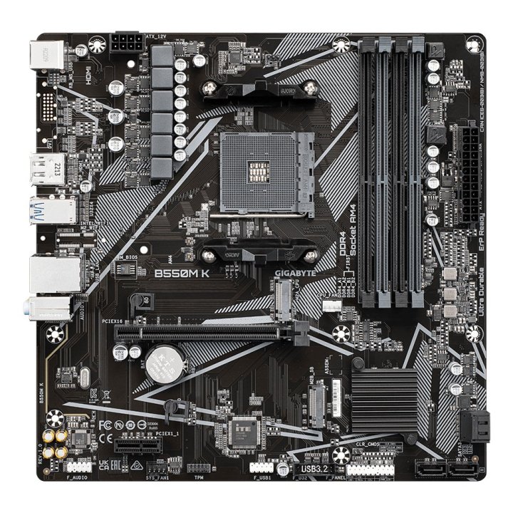 Pb Gigabyte B550m K M-atx Skt Am4 4xddr4 3200mhz Hdmi Displayport Lan M.2