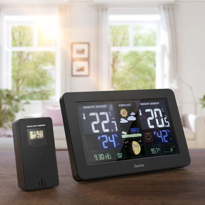 Estacion Metereologica Hama Premium Pronostico Del Tiempo Temperatura Humedad Reloj Dct Usb Carga Pantalla Color 
