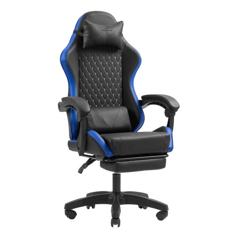 Silla Gamer Mars Gaming Mgcxbbl Negra Y Azul Reclinable Reposabrazos Ajustable Reposapies Cojines
