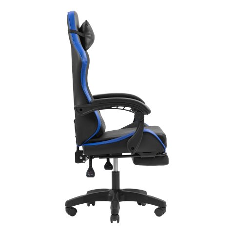 Silla Gamer Mars Gaming Mgcxbbl Negra Y Azul Reclinable Reposabrazos Ajustable Reposapies Cojines
