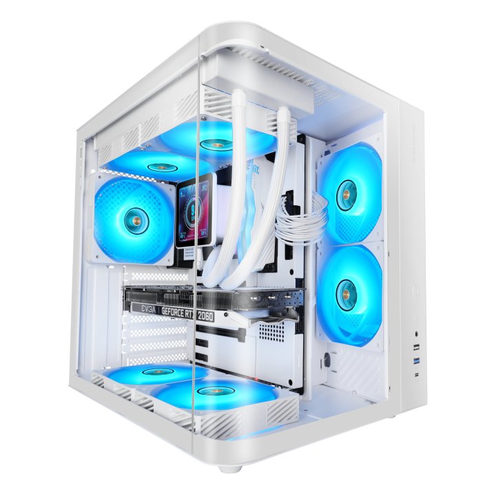 Caja Atx Semitorre Mars Gaming Mccurv Blanco Cristal Templado Continuo Gpu Max. 334mm 1x3.5 2x2.5 