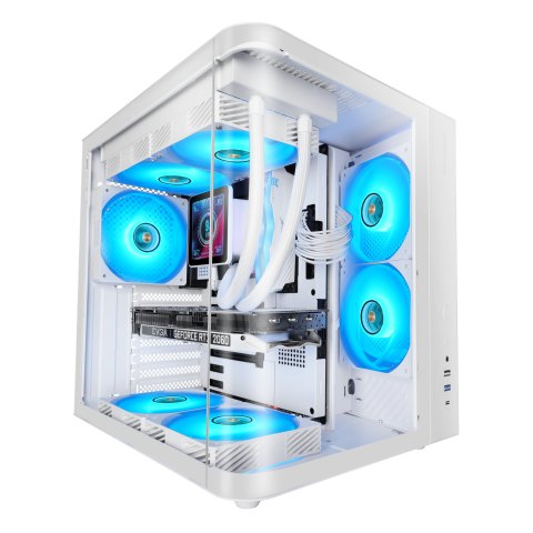 Caja Atx Semitorre Mars Gaming Mccurv Blanco Cristal Templado Continuo Gpu Max. 334mm 1x3.5 2x2.5 