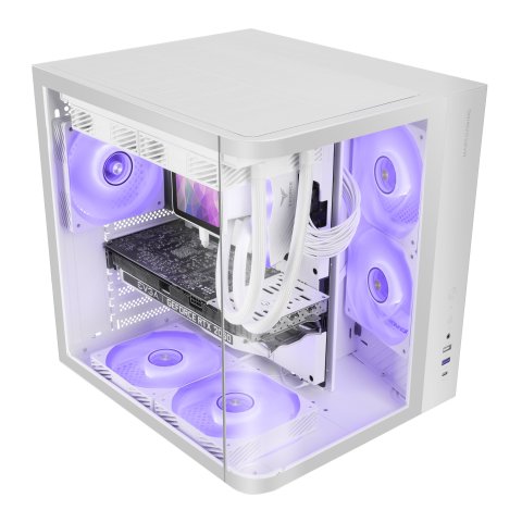 Caja Atx Semitorre Mars Gaming Mccurv Blanco Cristal Templado Continuo Gpu Max. 334mm 1x3.5 2x2.5 
