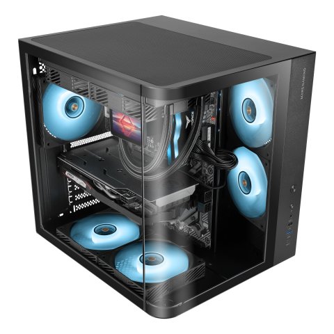 Caja Atx Semitorre Mars Gaming Mccurv Negro Cristal Templado Continuo Gpu Max. 334mm 1x3.5 2x2.5 