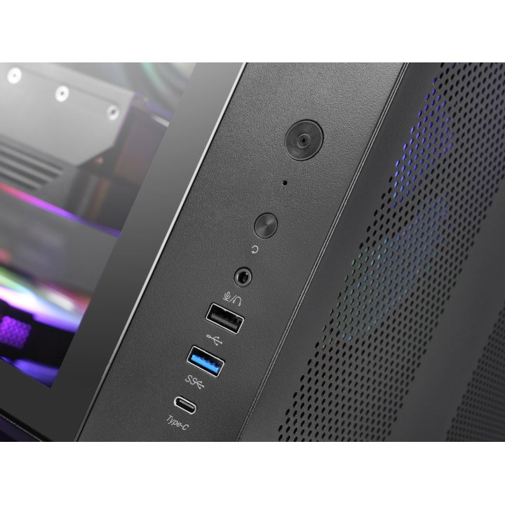 Caja Atx Semitorre Mars Gaming Mccurv Negro Cristal Templado Continuo Gpu Max. 334mm 1x3.5 2x2.5 