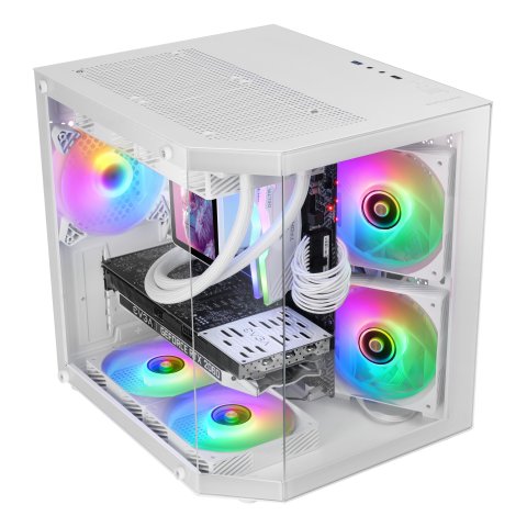 Caja Microatx Mars Gaming Mc3tlite Blanco 3 Paneles Cristal Templado Gpu Max. 275mm 1x3.5 2x2.5