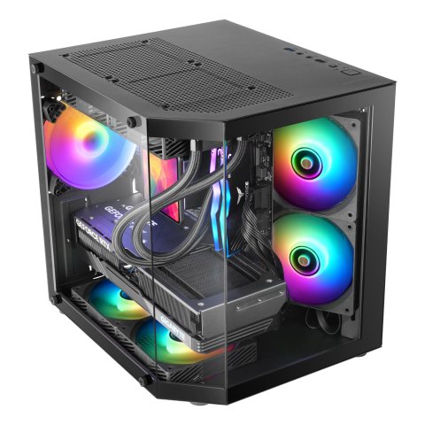Caja Microatx Mars Gaming Mc3tlite Negro 3 Paneles Cristal Templado Gpu Max. 275mm 1x3.5 2x2.5