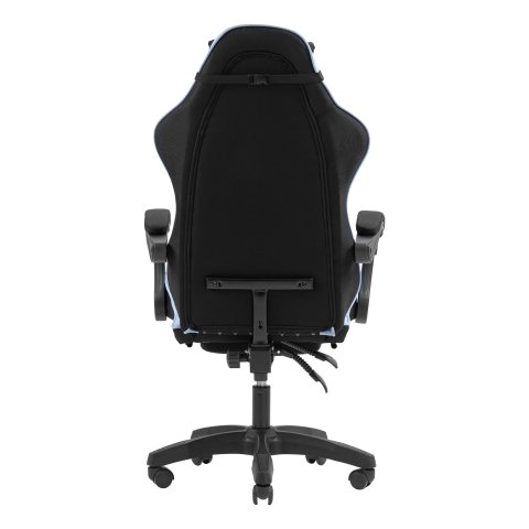 Silla Gamer Mars Gaming Mgcxfgrbl Negra Y Azul Reclinable Reposabrazos Ajustable Reposapies Cojines Acabado  Textil