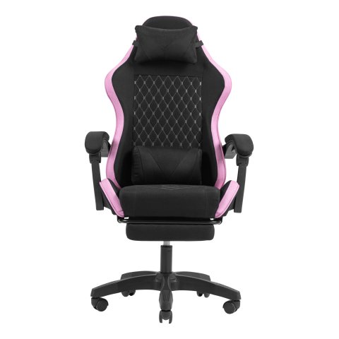 Silla Gamer Mars Gaming Mgcxfgrbl Negra Y Rosa Reclinable Reposabrazos Ajustable Reposapies Cojines Acabado  Textil
