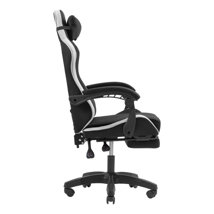 Silla Gamer Mars Gaming Mgcxfgrbl Negra Y Blanca Reclinable Reposabrazo Ajustable Reposapies Cojinesacabado  Textil