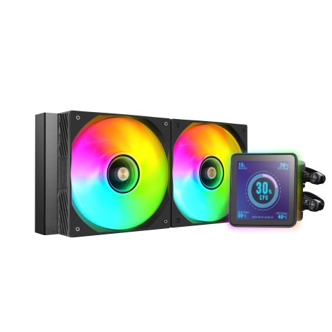 Sistema De Refrigeracion Liquida Mars Gaming Mlvisionpro240 Negro 2x120mm Argb Tpd 500w Lcd Intel Y Amd
