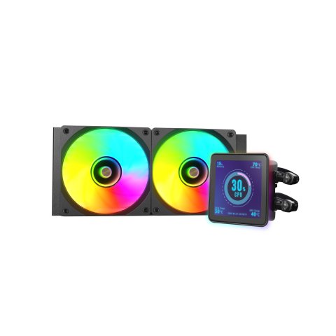 Sistema De Refrigeracion Liquida Mars Gaming Mlvisionpro240 Negro 2x120mm Argb Tpd 500w Lcd Intel Y Amd