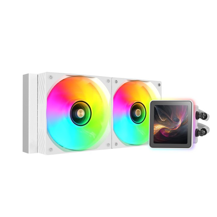 Sistema De Refrigeracion Liquida Mars Gaming Mlvisionpro240 Blanco 2x120mm Argb Tpd 500w Lcd Intel Y Amd