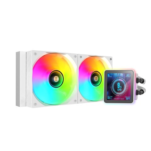 Sistema De Refrigeracion Liquida Mars Gaming Mlvisionpro240 Blanco 2x120mm Argb Tpd 500w Lcd Intel Y Amd