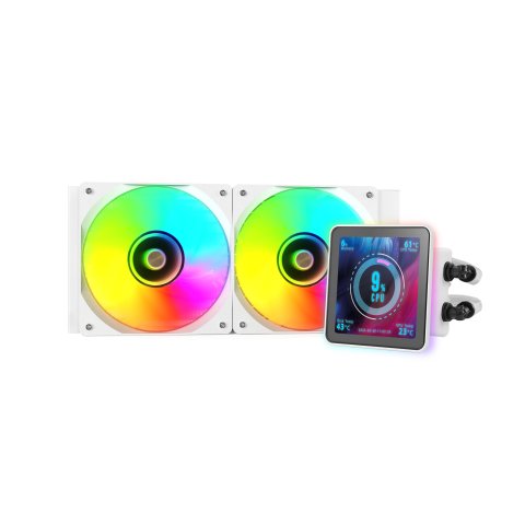 Sistema De Refrigeracion Liquida Mars Gaming Mlvisionpro240 Blanco 2x120mm Argb Tpd 500w Lcd Intel Y Amd