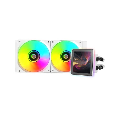 Sistema De Refrigeracion Liquida Mars Gaming Mlvisionpro240 Blanco 2x120mm Argb Tpd 500w Lcd Intel Y Amd