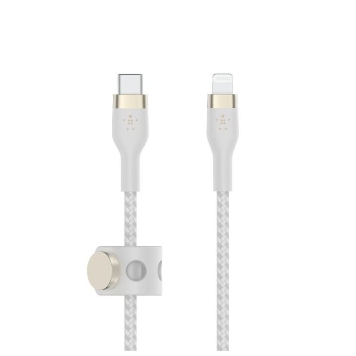 Cable Usb-c A Lightning 1m Belkin Caa011ds1mwh Trenzado De Silicona 1m Color Blanco