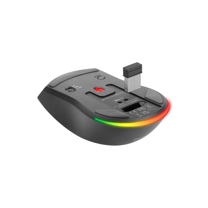 Mouse Mars Gaming Wireless Y Bluetooth Mmt3 Rgb Base De Recarga Magnetica 14400 Dpi Color Negro