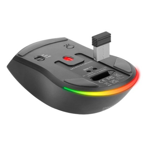 Mouse Mars Gaming Wireless Y Bluetooth Mmt3 Rgb Base De Recarga Magnetica 14400 Dpi Color Negro