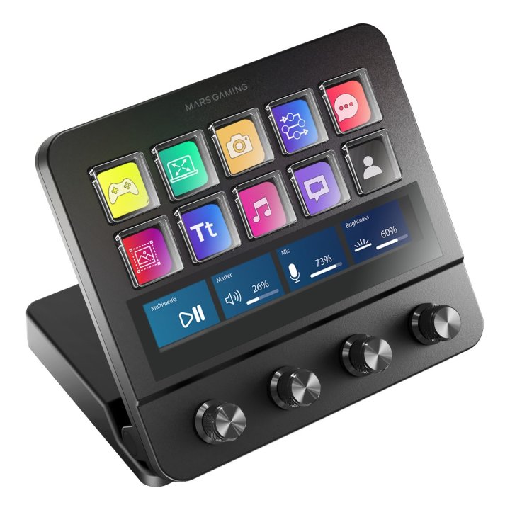 Control Deck Pro Mars Gaming Msdpro 10 Teclas Lcd Pantalla Tacil Extendida 4 Diales Multifuncion Negro