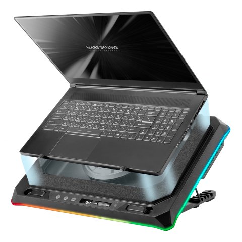 Base De Refrigeracion Para Portatiles Mars Gaming Mnbcultra Con Soporte De Movil Rgb Hub Usb Hasta 18"