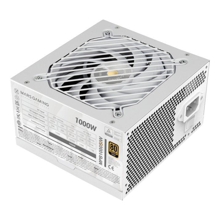 Fuente De Alimentacion Mars Gaming 1000w Modular Atx 80+ Bronze 140mm Silent Blanco